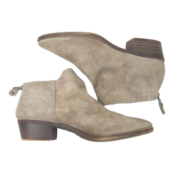 Lucky Brand Bremma Suede Leather Ankle Boots Size US 10 EU 40 Back Zip Taupe - Picture 3 of 11